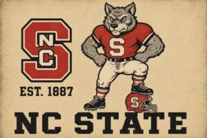 Vintage-Style NC State Wolf Football Wall Art