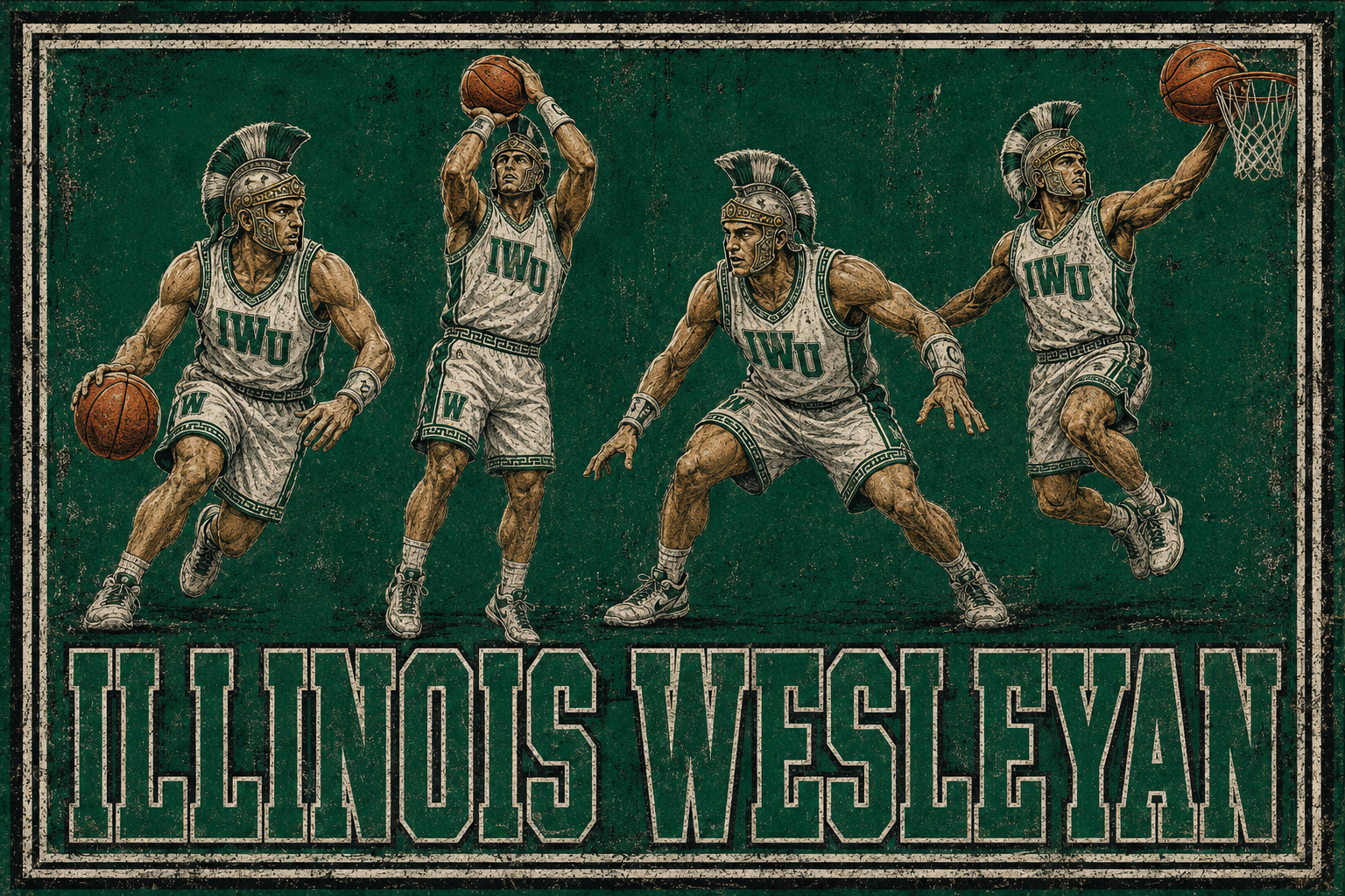 Illinois Wesleyan Basketball Warriors Vintage-Style Wall Art