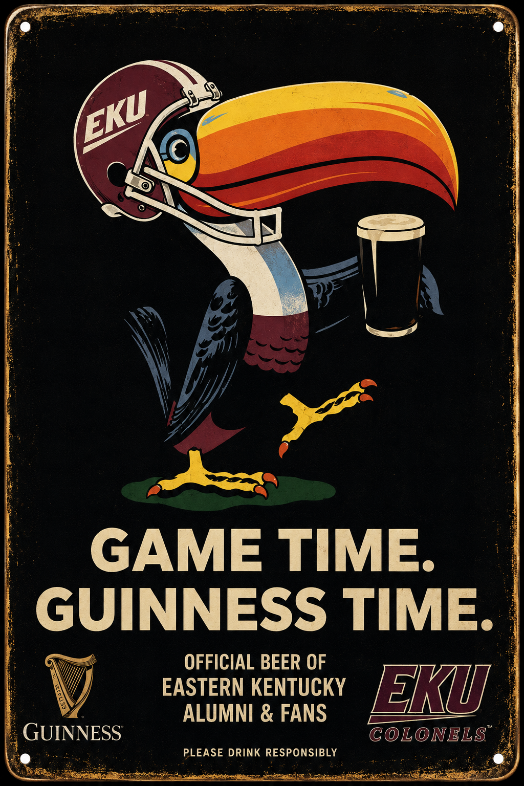 Game Time Guinness Time EKU Colonels Decorative Sign