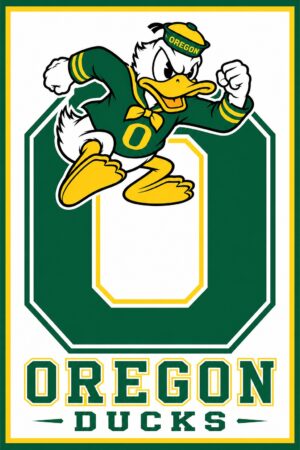 Oregon Ducks Mascot Green and Yellow Sports Wall Art
