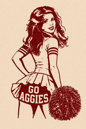Go Aggies Cheerleader Maroon Monochrome Wall Art