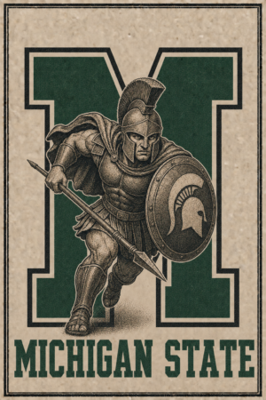 Michigan State Spartan Warrior Vintage-Style Wall Art