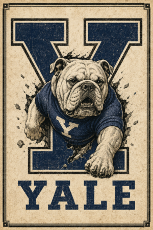 Vintage-Style Bulldog Yale-Inspired Wall Art Print