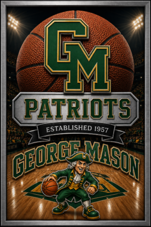 George Mason Patriots Basketball Framed-Style Wall Art