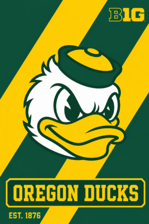 Oregon Ducks Mascot Green and Gold Wall Art Print
