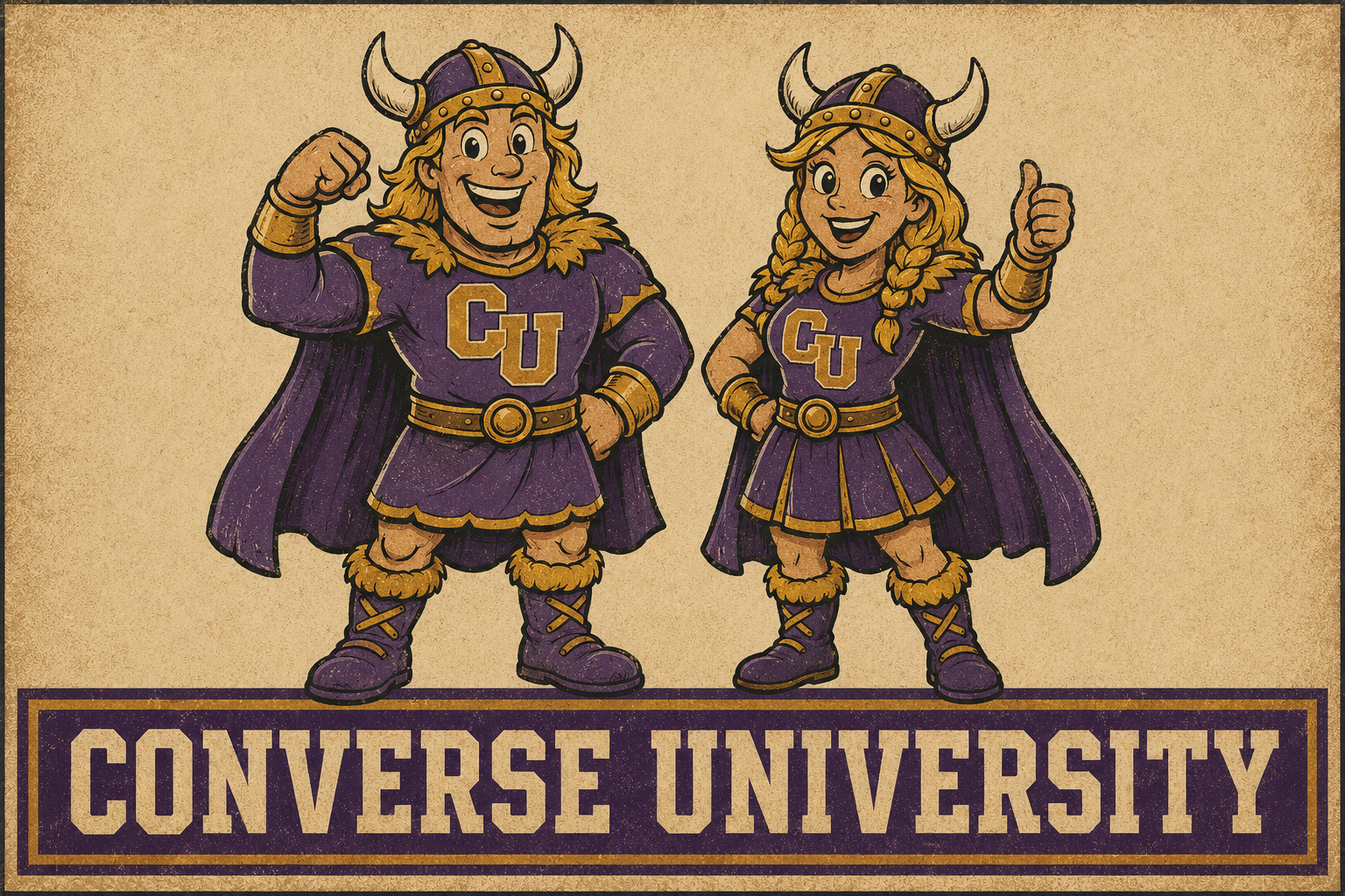 Converse University Viking Mascots Purple Gold Wall Art