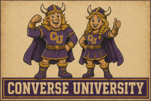 Converse University Viking Duo Purple & Gold Wall Art