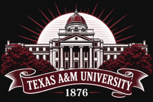 Texas A&M University 1876 Vintage-Style Building Print