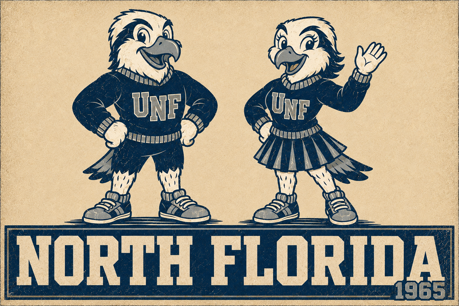 North Florida UNF Eagle Mascots 1965 Wall Art