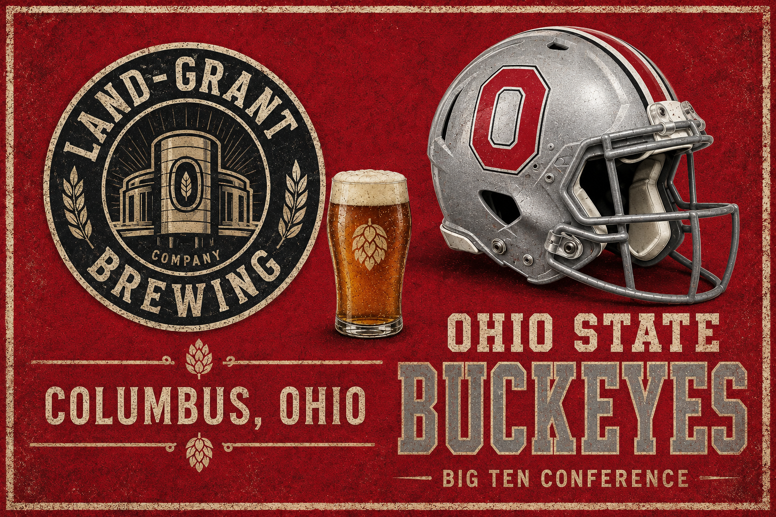 Ohio State Buckeyes Land-Grant Brewing Wall Art