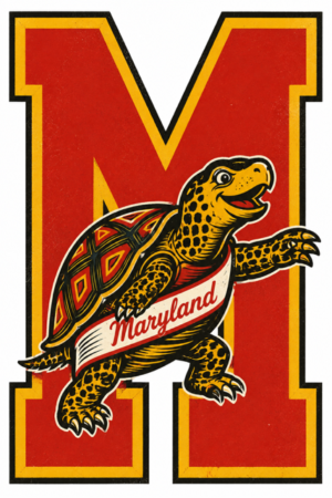 Retro Maryland Turtle and Block M Graphic Wall Art