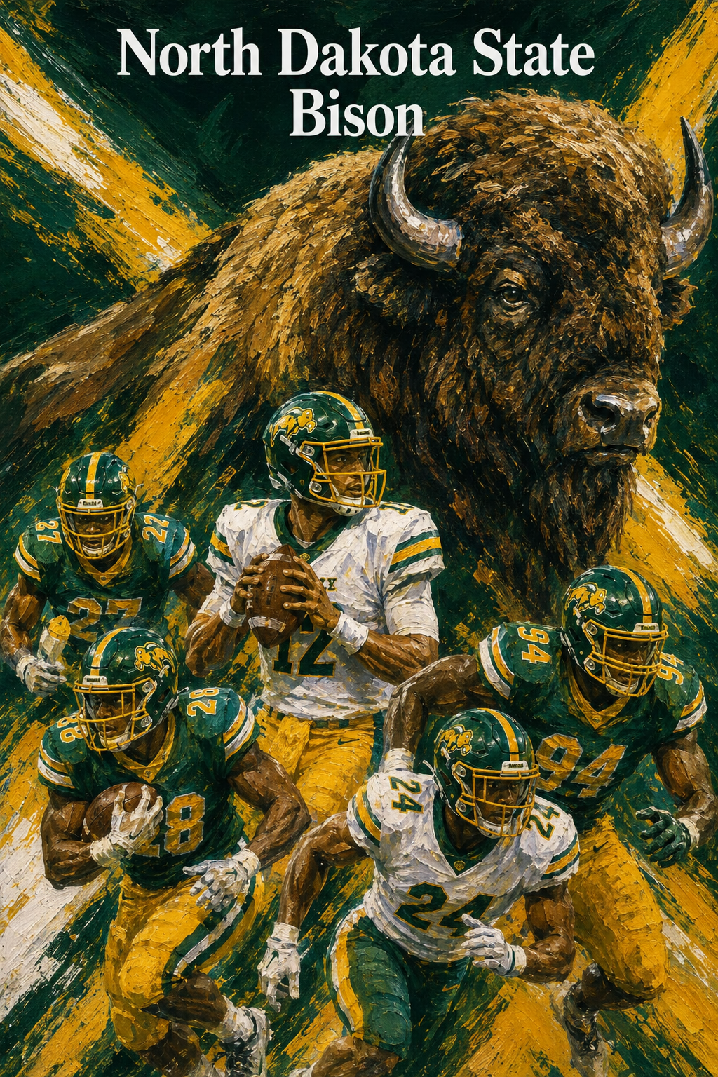 North Dakota State Bison Football Players Wall Art