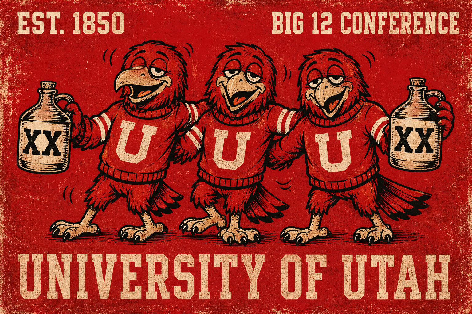Vintage-Style University of Utah Big 12 Bird Wall Art