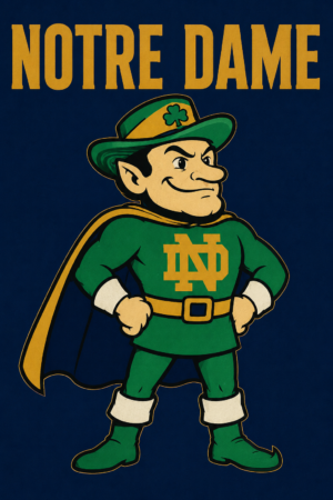 Notre Dame Leprechaun Green and Gold Graphic Design