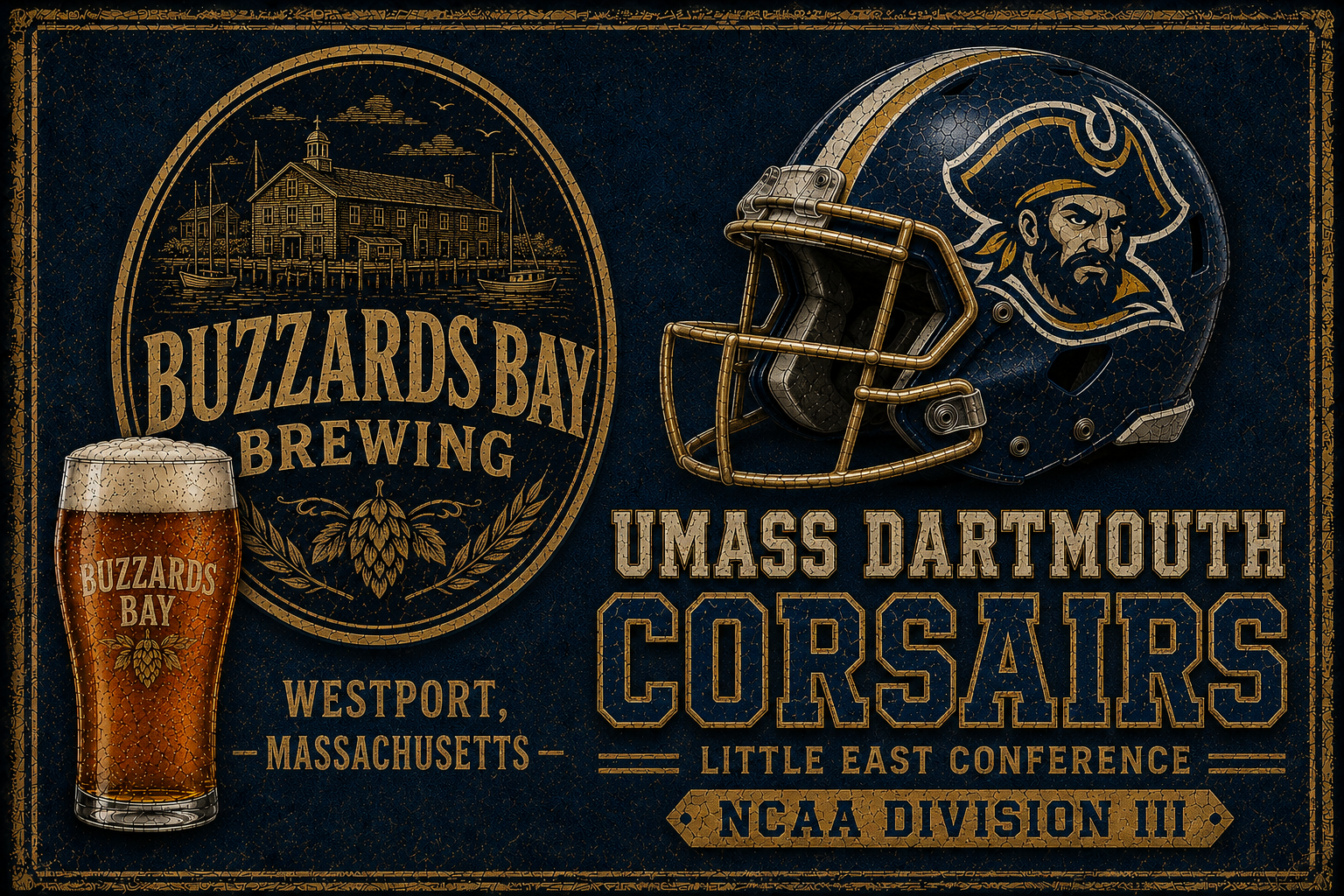 Buzzards Bay Corsairs Vintage-Style Football Wall Art
