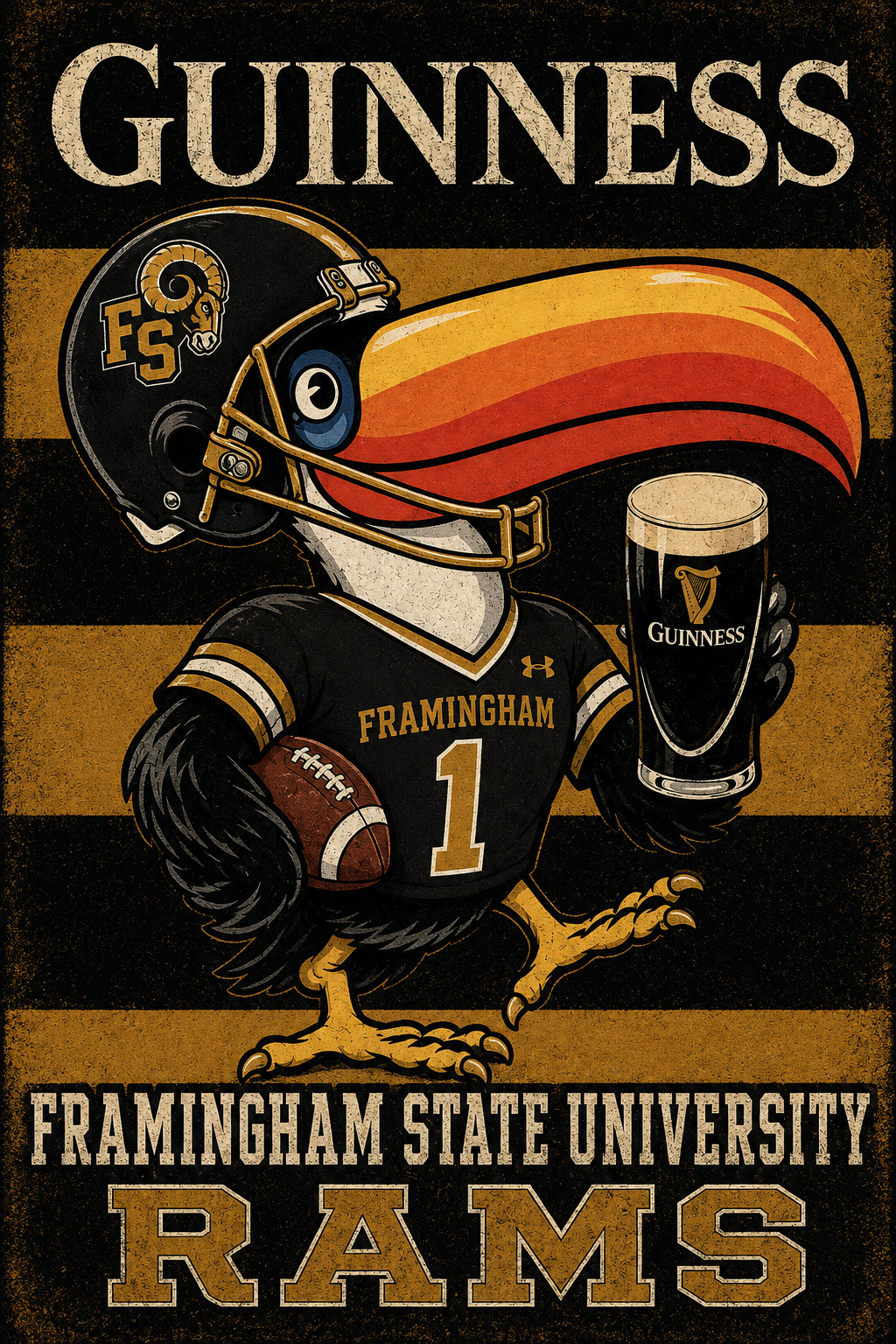 Guinness Framingham State Rams Football Vintage-Style Wall Art