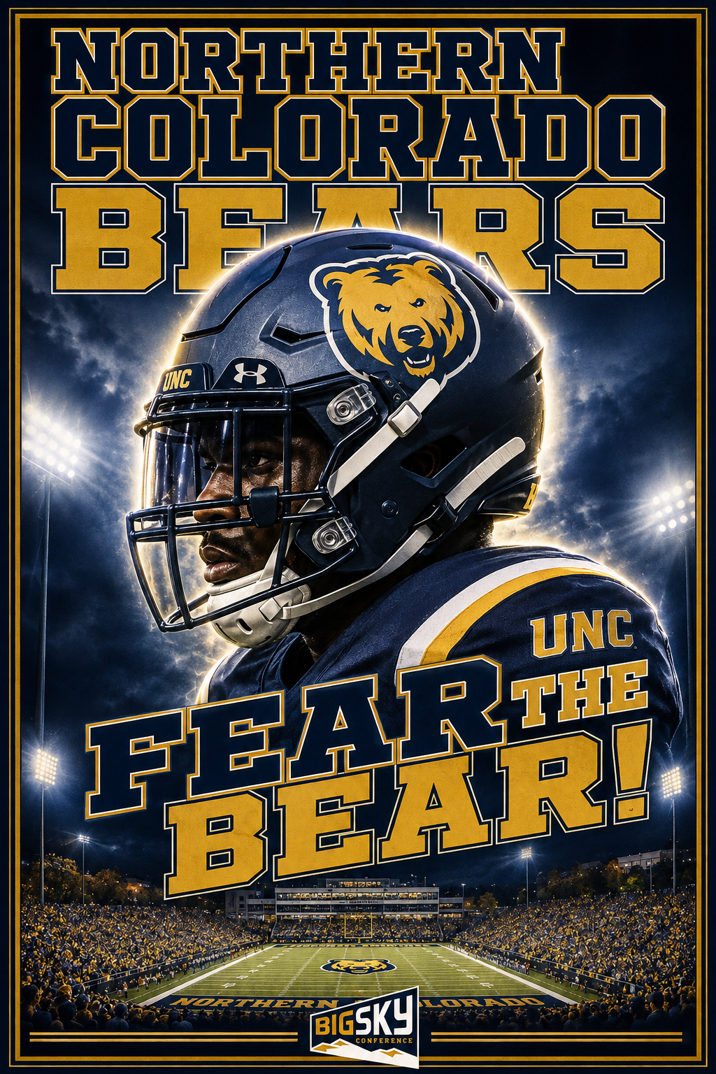 Northern Colorado Bears Football Helmet Stadium Poster