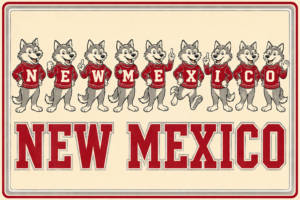 New Mexico Wolf Mascot Vintage-Style Decorative Sign