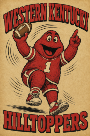 Western Kentucky Hilltoppers Football Mascot Graphic Wall Art