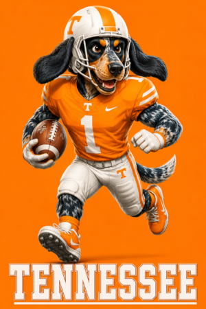 Tennessee-Style Football Dog Orange Sports Wall Art