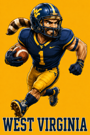 West Virginia Navy & Gold Football Player Wall Art