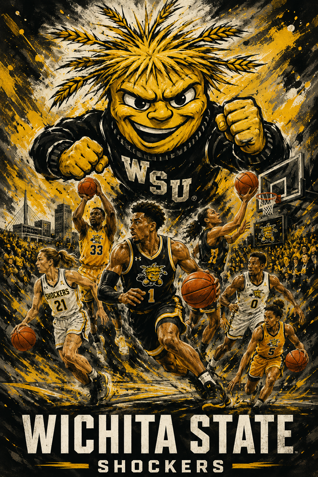 Wichita State Shockers Basketball Action Poster