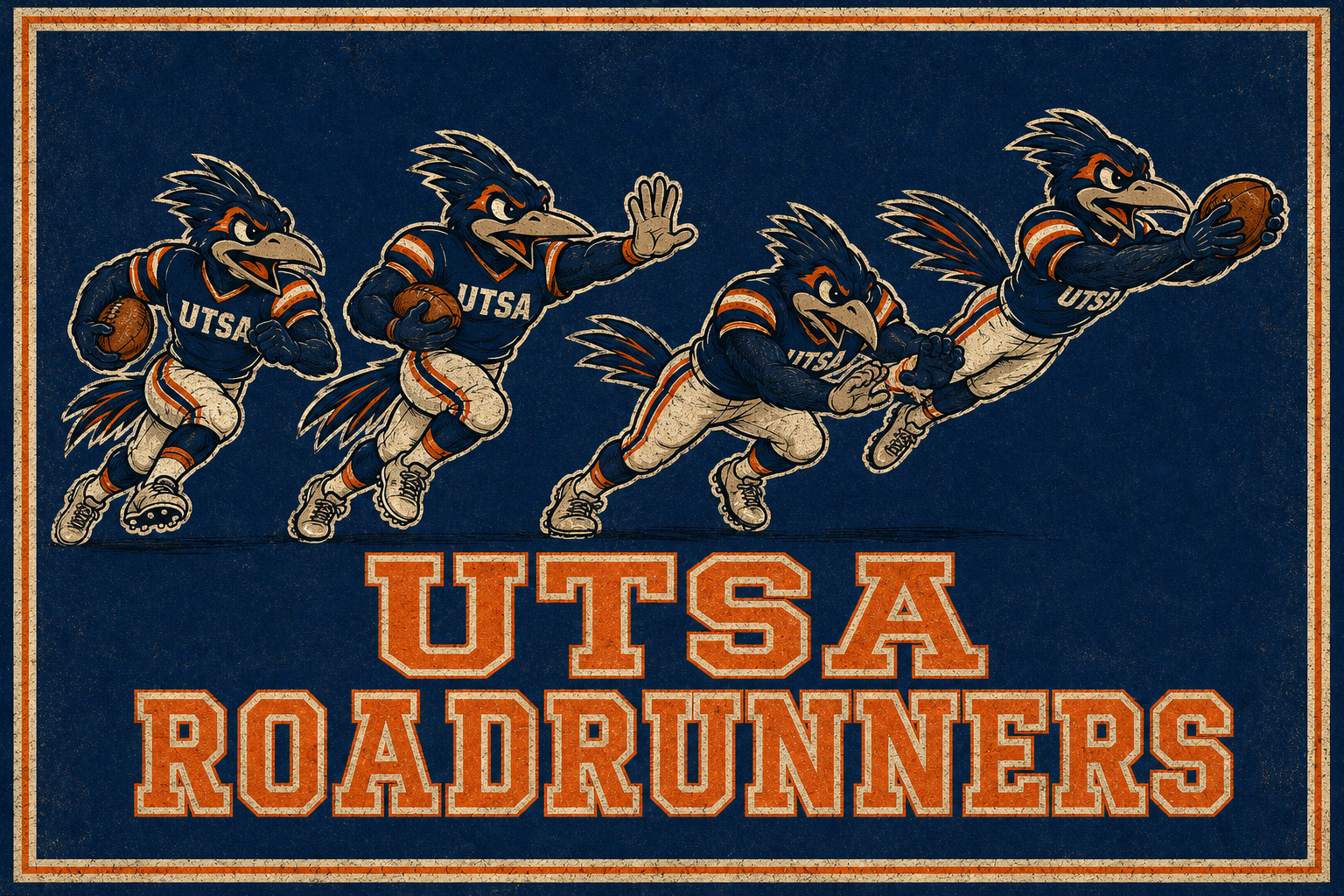 UTSA Roadrunners Football Vintage-Style Wall Art