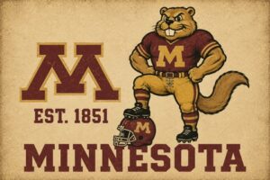 Minnesota Bear Football Vintage-Style Wall Art Print