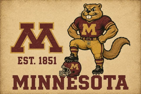 Minnesota Bear Football Vintage-Style Wall Art Print