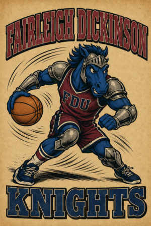Fairleigh Dickinson Knights Blue Horse Basketball Wall Art
