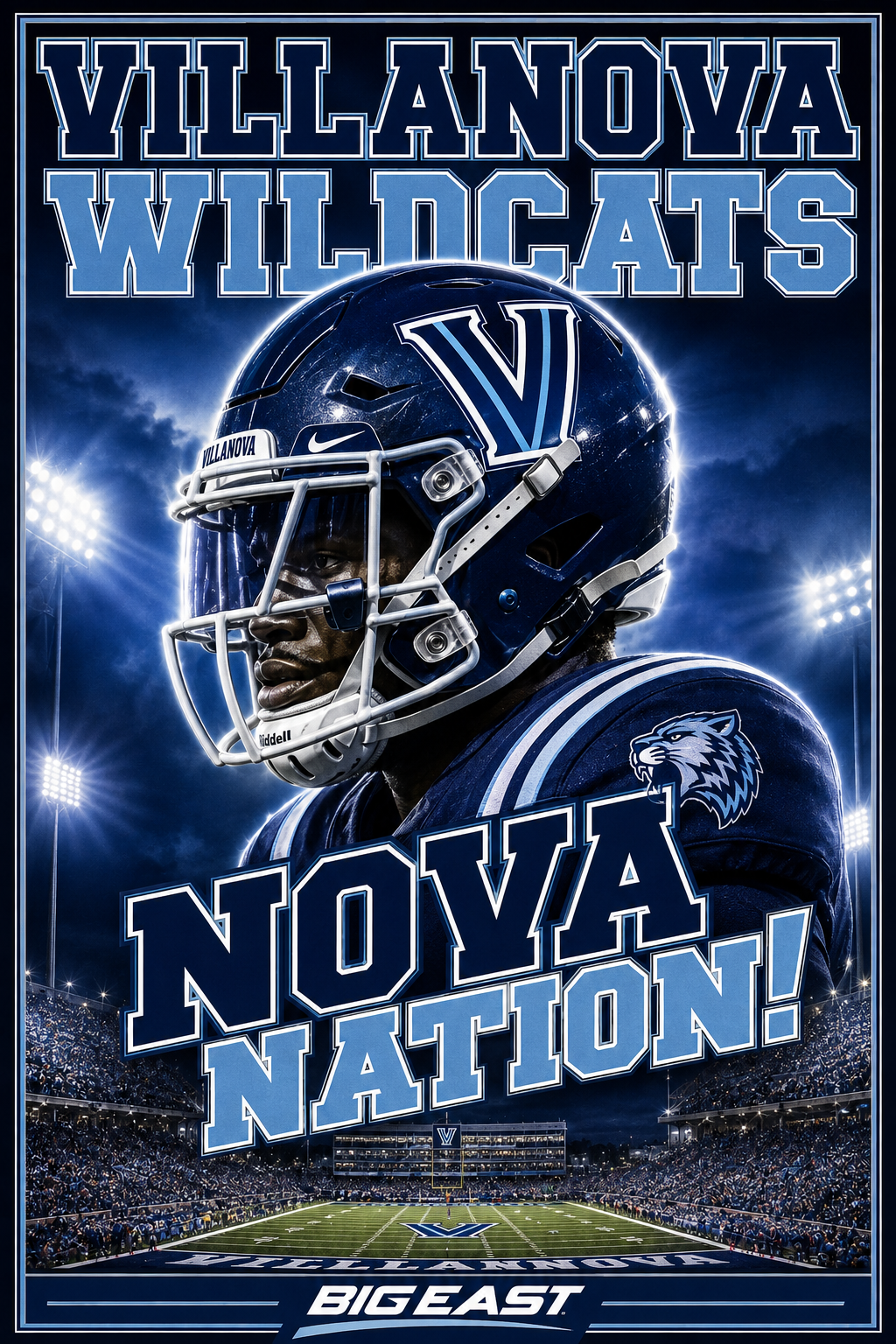 Villanova Wildcats Football Nova Nation Wall Art Poster