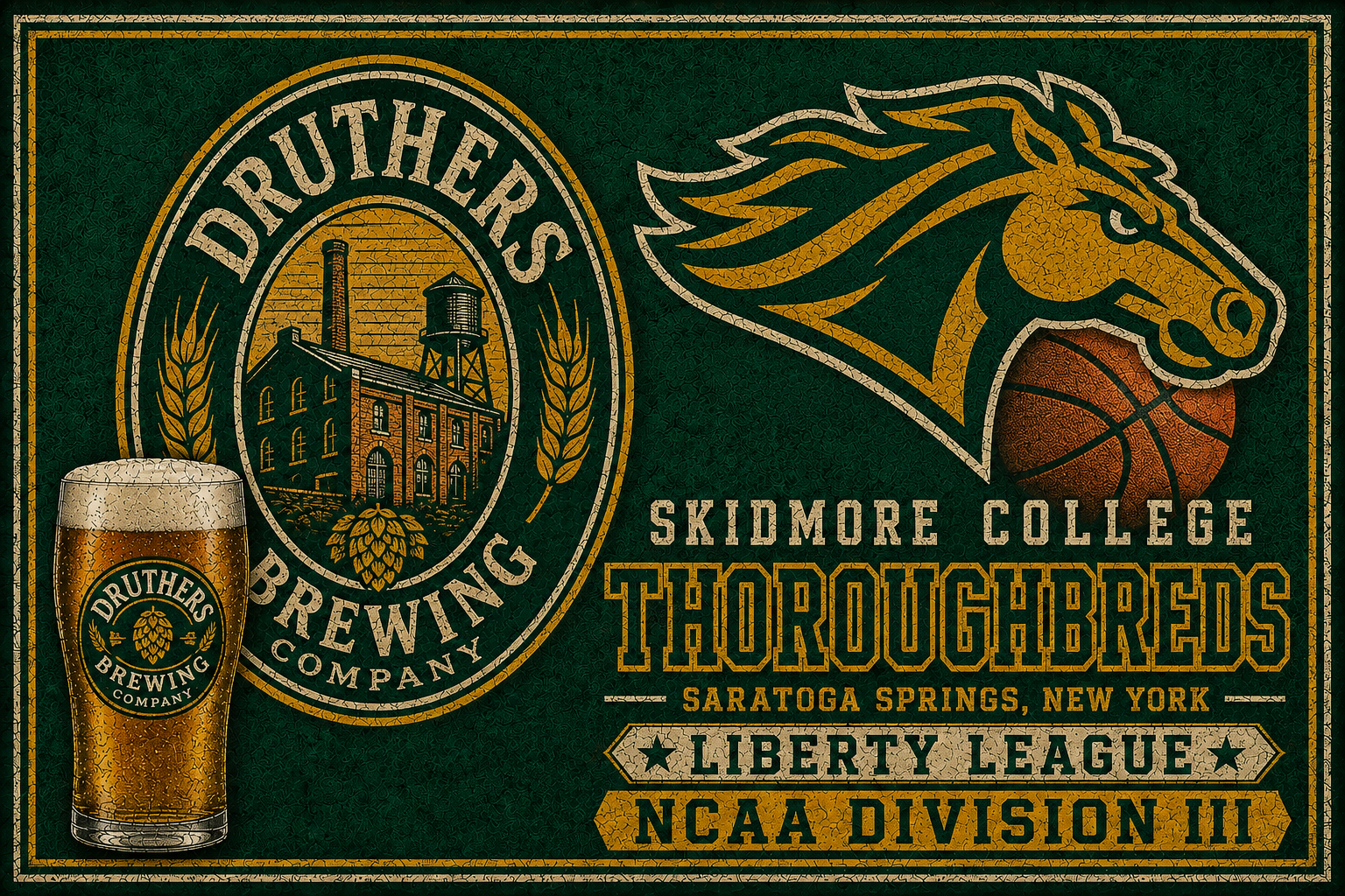 Skidmore Thoroughbreds Green and Gold College Wall Art