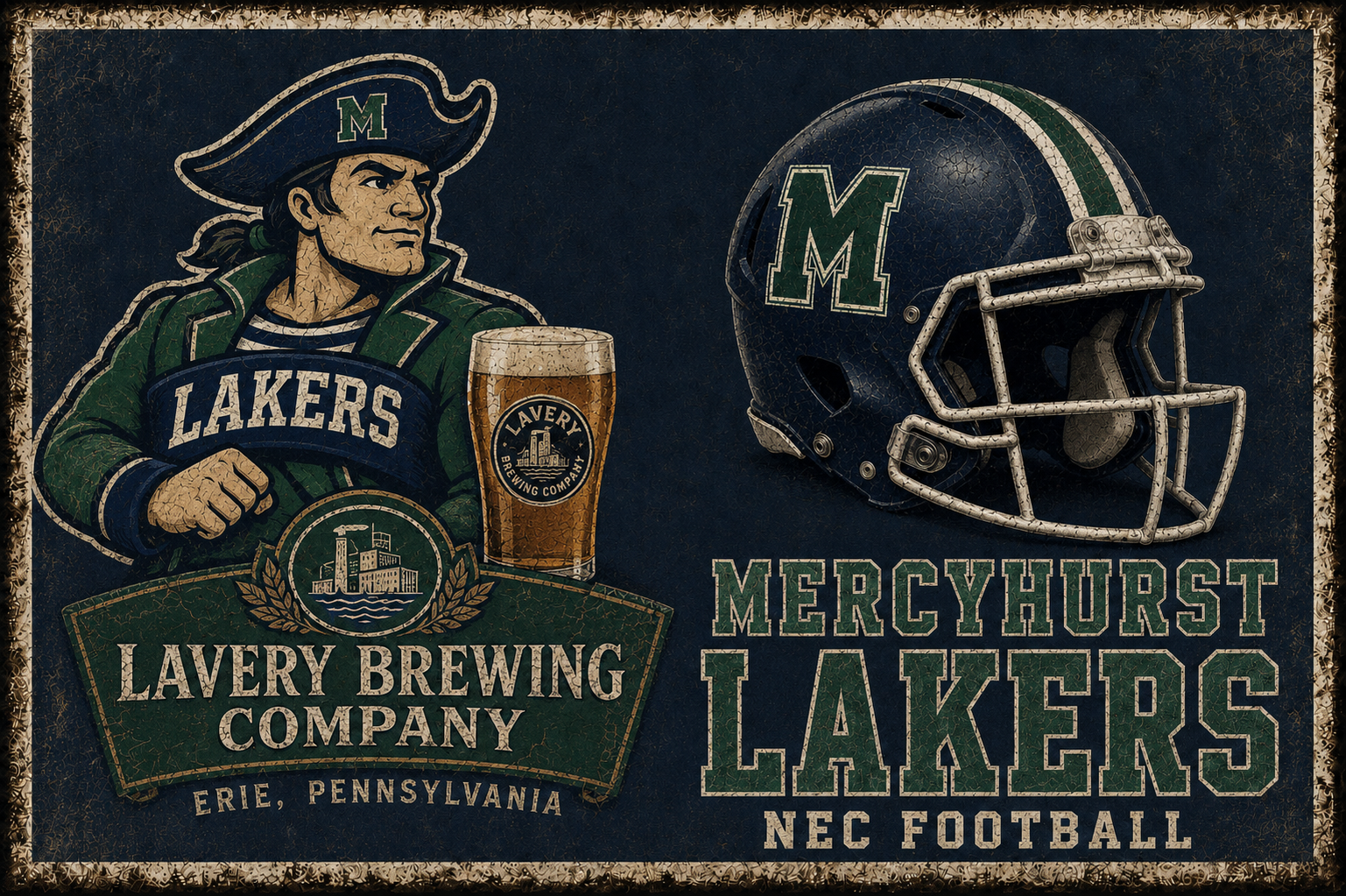 Mercyhurst Lakers Football Brewery Vintage-Style Wall Art