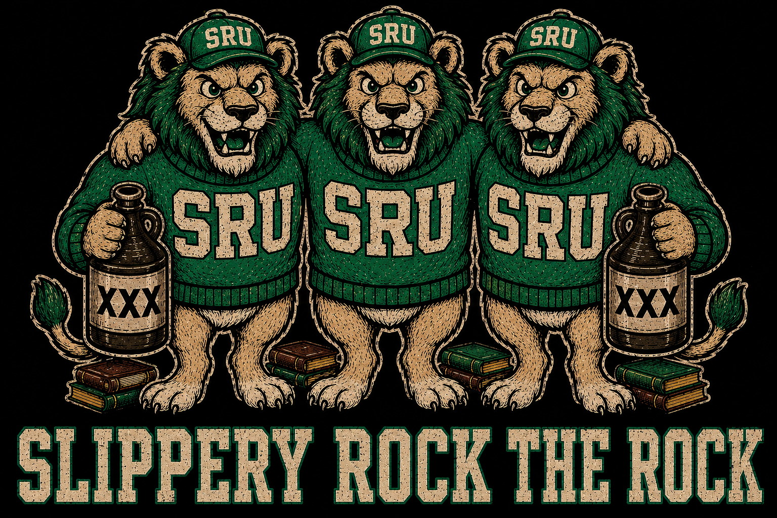 Three Green Lions “Slippery Rock the Rock” Graphic Wall Art