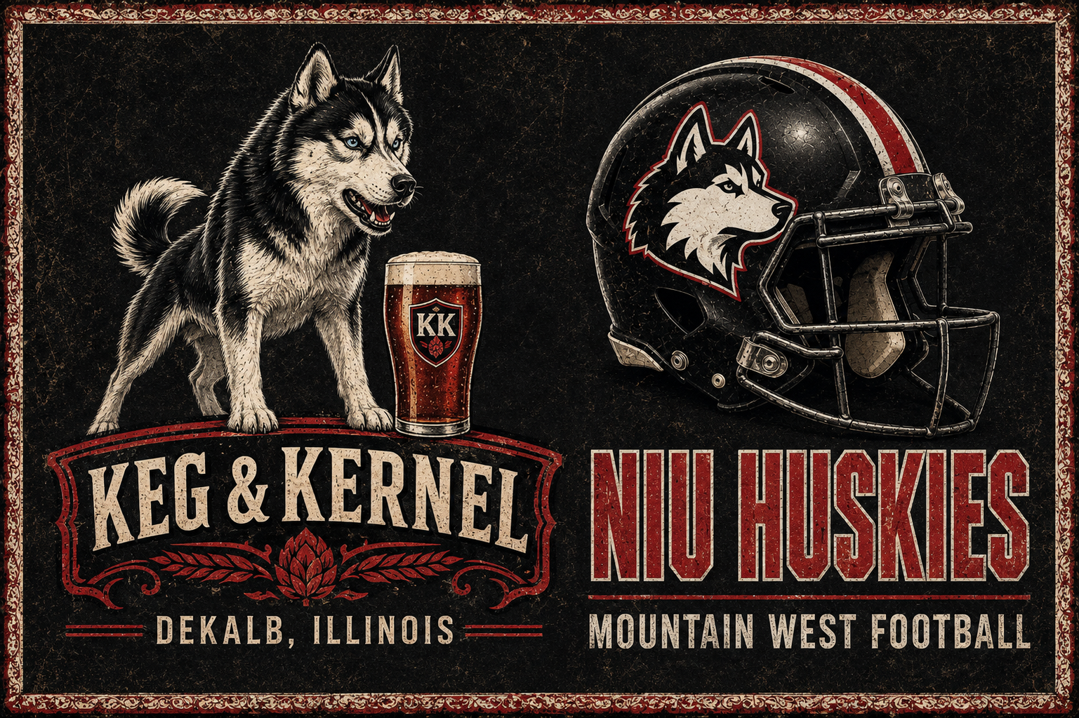Keg & Kernel NIU Huskies Football Vintage-Style Wall Art
