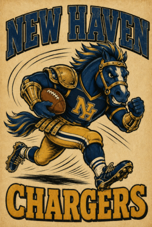 New Haven Chargers Football Horse Vintage-Style Wall Art
