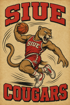 SIUE Cougars Basketball Wall Art Print