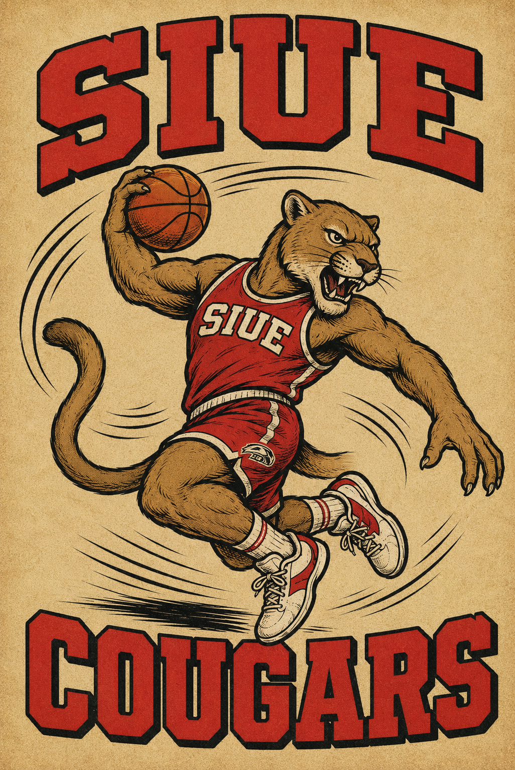 SIUE Cougars Basketball Wall Art Print