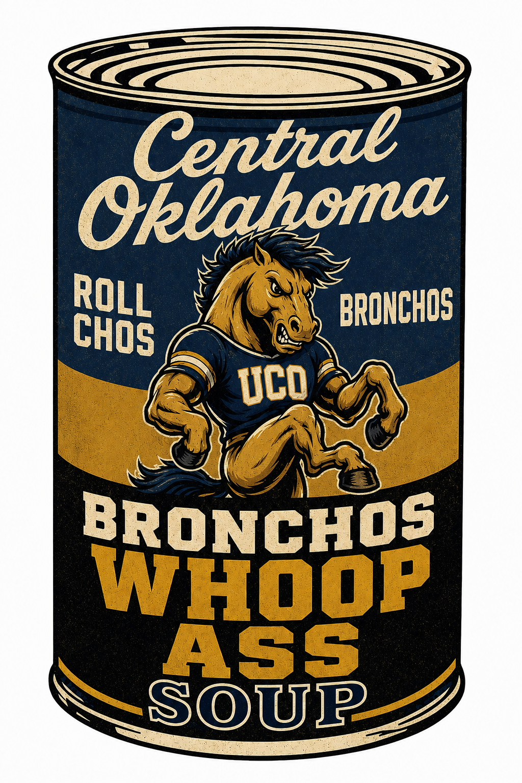 Central Oklahoma Bronchos Whoop Ass Soup Can Wall Art