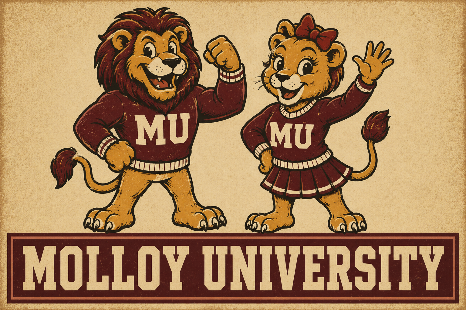 Molloy University Lions MU Vintage-Style Wall Art