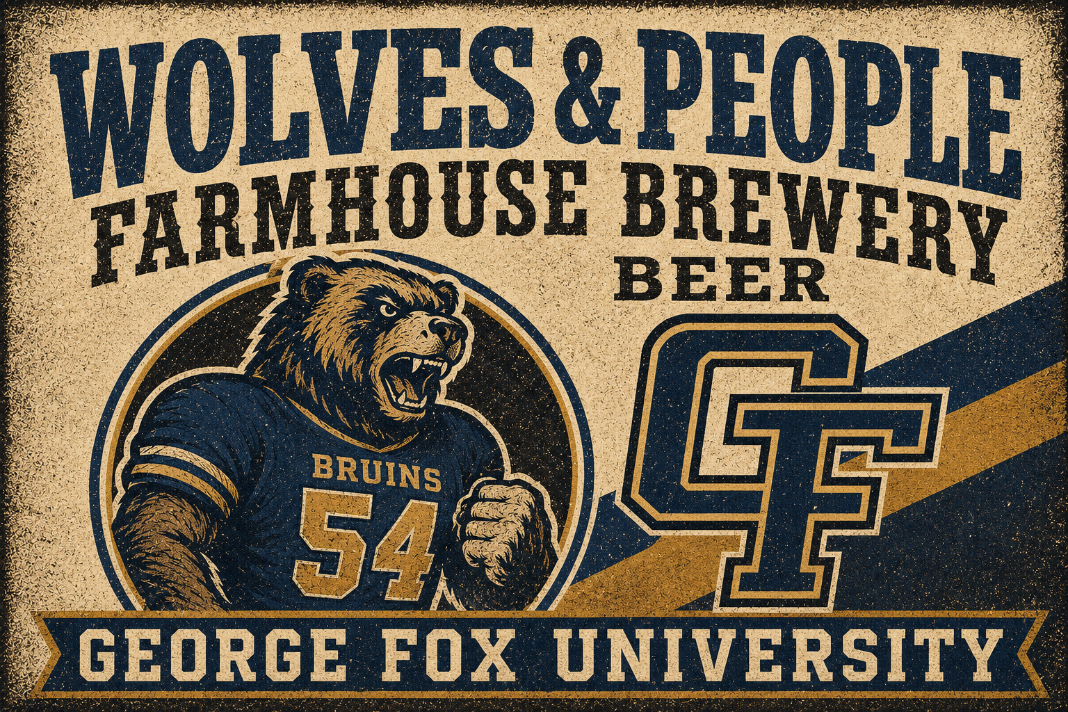Wolves & People Farmhouse Brewery George Fox Bruins 54 Wall Art