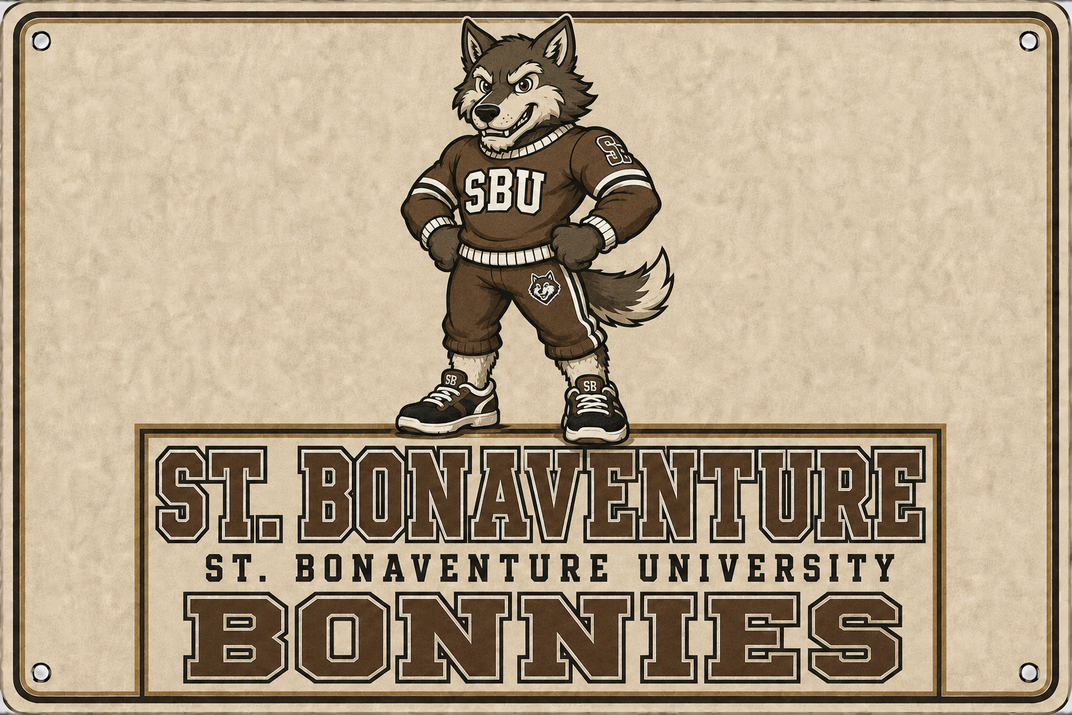 St. Bonaventure Bonnies Wolf Mascot Wall Sign