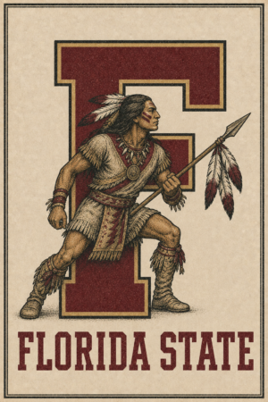 Florida State Warrior Vintage-Style Printed Wall Art