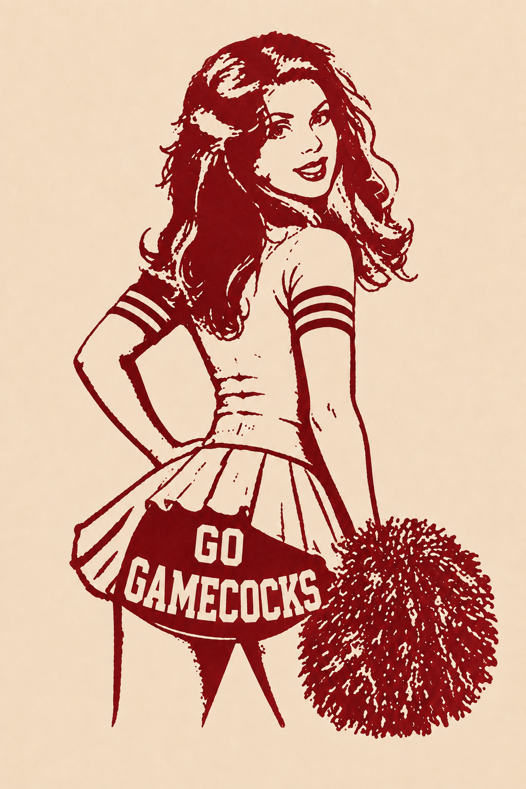 Go Gamecocks Cheerleader Monochrome Wall Art