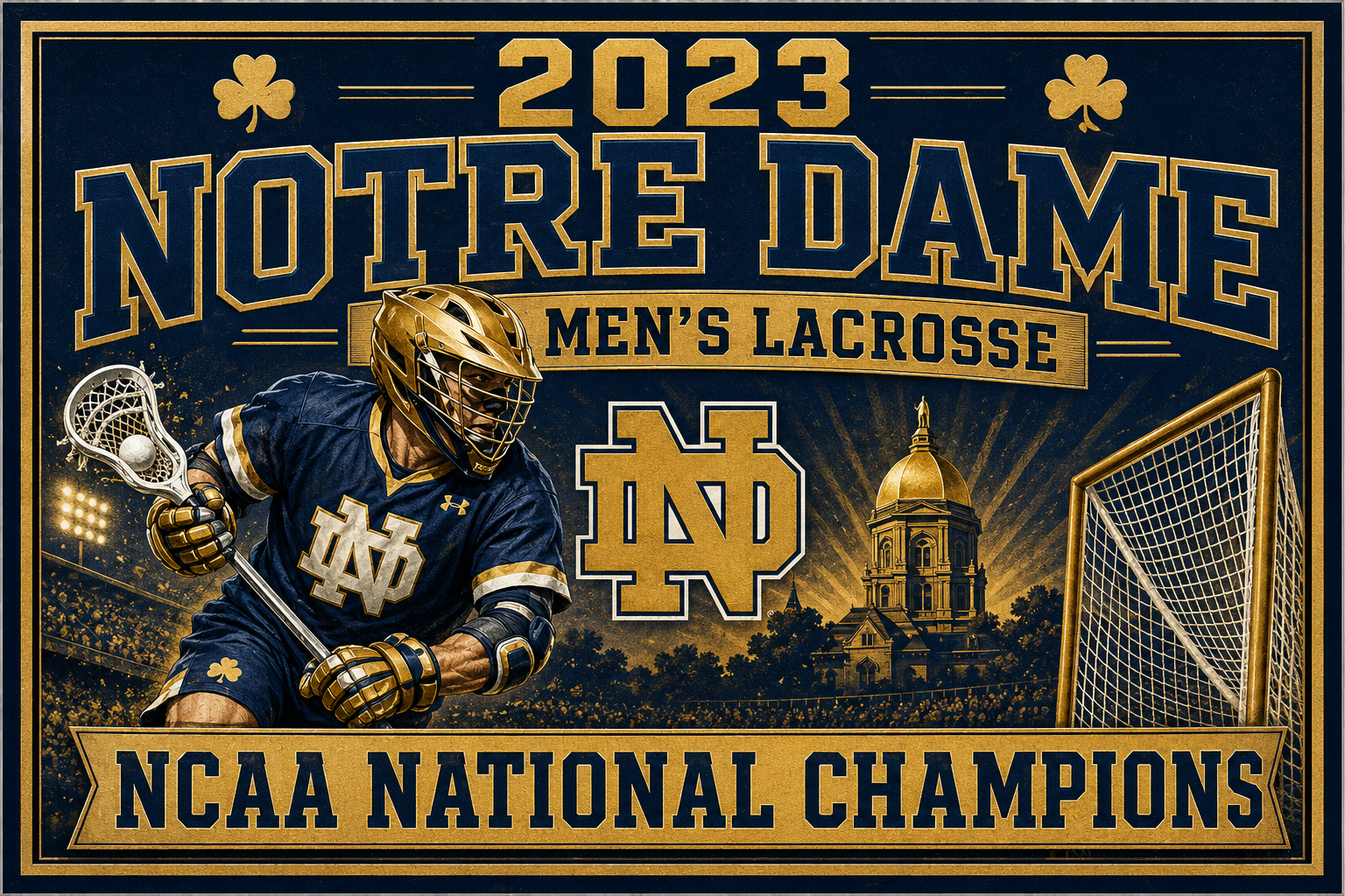 2023 Notre Dame Men’s Lacrosse Championship Wall Art