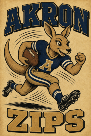 Akron Zips Kangaroo Football Vintage-Style Wall Art