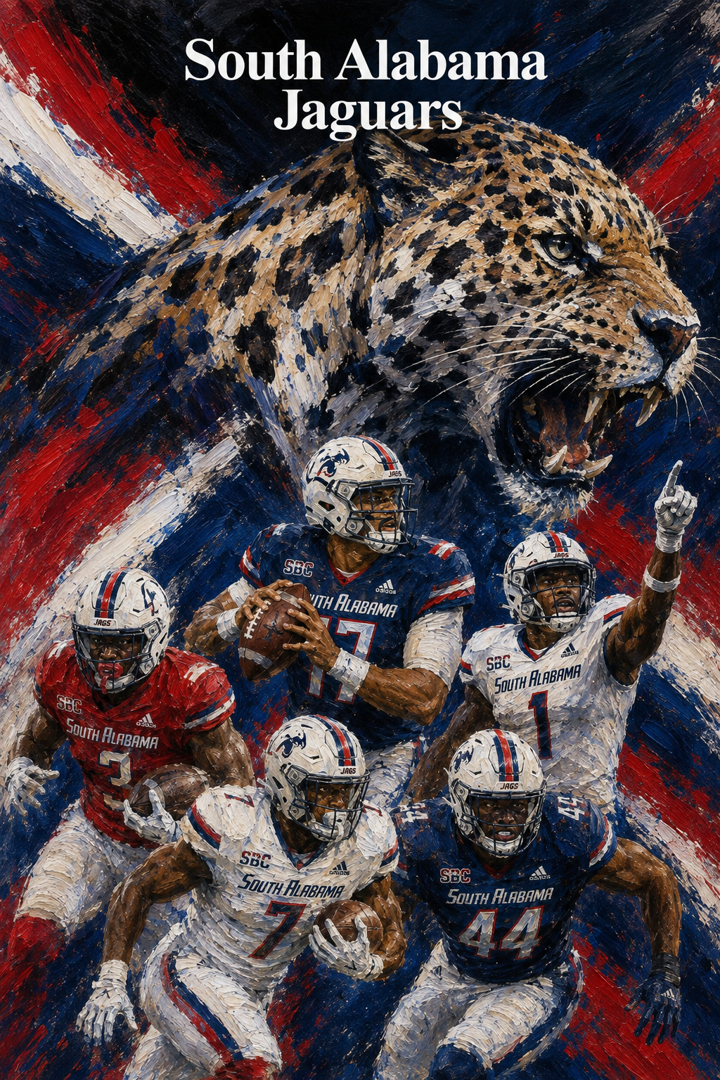 South Alabama Jaguars Football Jaguar Wall Art