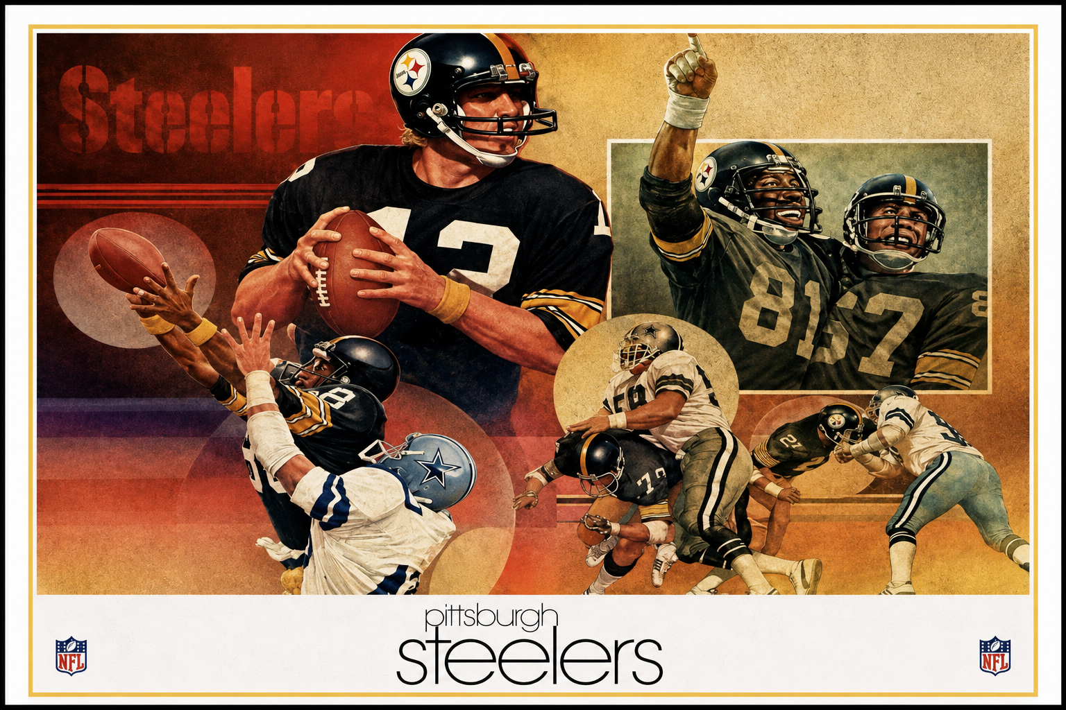 Pittsburgh Steelers Football Collage Wall Art Poster
