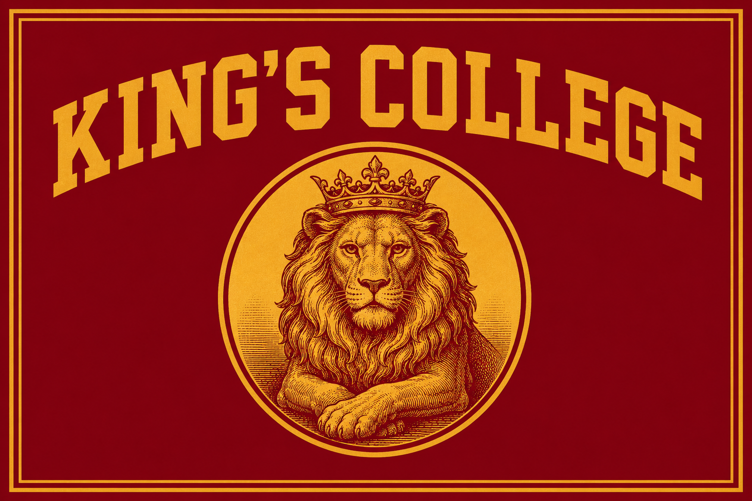 King’s College Crowned Lion Red and Gold Wall Art