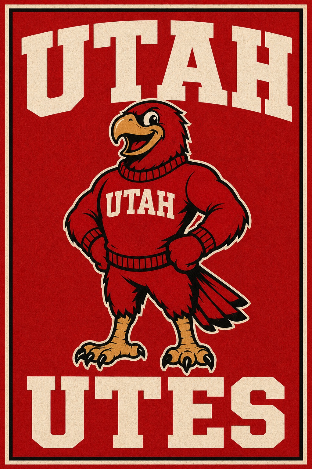 Utah Red Raven Mascot Wall Art Print